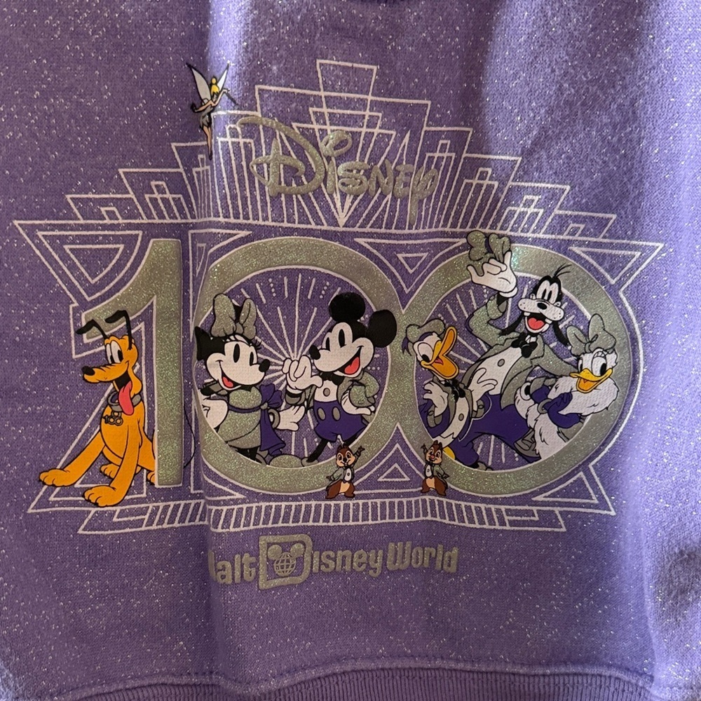 Disney Lavender Glitter Kids Cropped Sweatshirt - Picture 4 of 5
